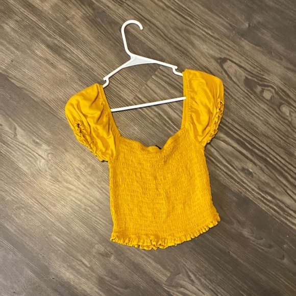 Forever 21 Tops - Forever 21 yellow off the shoulder crop top us s